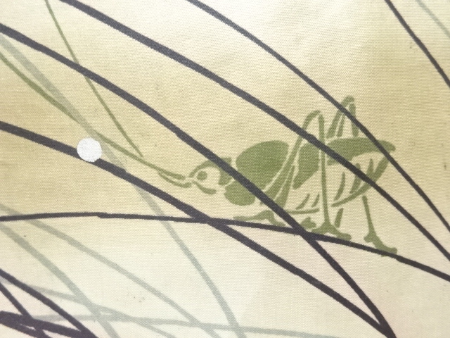 JAPANESE KIMONO / ANTIQUE MENS HAORI / SILK / MONTSUKI / GRASSHOPPER (lining)